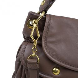 Miu Miu Brown Leather Coffer Matelasse Hobo