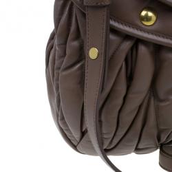 Miu Miu Brown Leather Coffer Matelasse Hobo