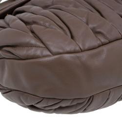 Miu Miu Brown Leather Coffer Matelasse Hobo