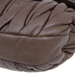 Miu Miu Brown Leather Coffer Matelasse Hobo