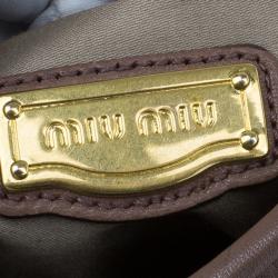 Miu Miu Brown Leather Coffer Matelasse Hobo