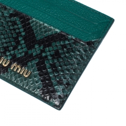 Miu Miu Green/Holder Python and Leather Card Holder