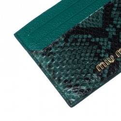 Miu Miu Green/Holder Python and Leather Card Holder