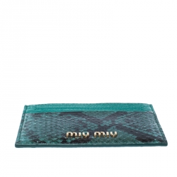 Miu Miu Green/Holder Python and Leather Card Holder