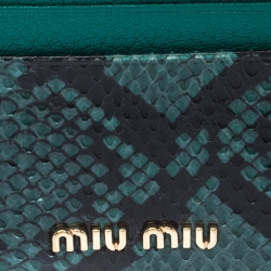Miu Miu Green/Holder Python and Leather Card Holder