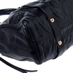 مملوكة مسبقًا Miu Miu Black Glazed Leather Luxe Ruched Tote