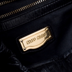 مملوكة مسبقًا Miu Miu Black Glazed Leather Luxe Ruched Tote