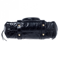 مملوكة مسبقًا Miu Miu Black Glazed Leather Luxe Ruched Tote