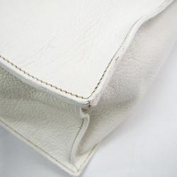 Pre Owned Miu Miu White Leather Madras Tote Bag