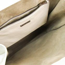 Pre Owned Miu Miu White Leather Madras Tote Bag