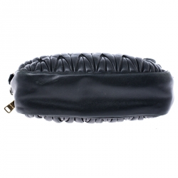 Pre Owned Miu Miu Black Matelasse Nappa Leather Double Zipper Crossbody Bag
