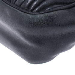 Pre Owned Miu Miu Black Matelasse Nappa Leather Double Zipper Crossbody Bag