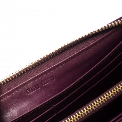 Miu Miu Purple Crocodile Embossed Leather Zip around Wallet