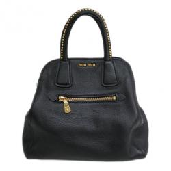 Miu Miu Black Leather Boston Bag