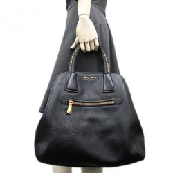 Miu Miu Black Leather Boston Bag