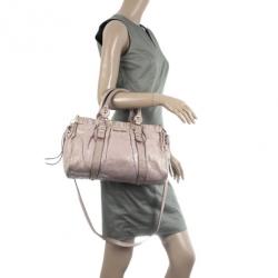 Pre Owned Miu Miu Grey Lux Leather Soft Shopping Top Handle Bag