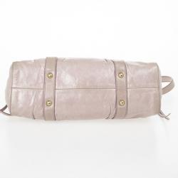 Pre Owned Miu Miu Grey Lux Leather Soft Shopping Top Handle Bag