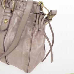 Pre Owned Miu Miu Grey Lux Leather Soft Shopping Top Handle Bag