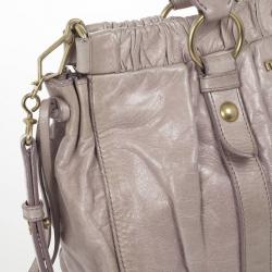 Pre Owned Miu Miu Grey Lux Leather Soft Shopping Top Handle Bag