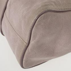 Pre Owned Miu Miu Grey Lux Leather Soft Shopping Top Handle Bag