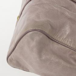 Pre Owned Miu Miu Grey Lux Leather Soft Shopping Top Handle Bag
