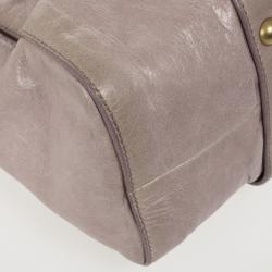 Pre Owned Miu Miu Grey Lux Leather Soft Shopping Top Handle Bag