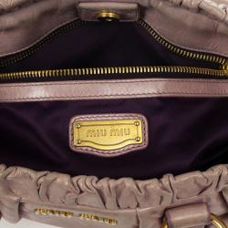 Pre Owned Miu Miu Grey Lux Leather Soft Shopping Top Handle Bag