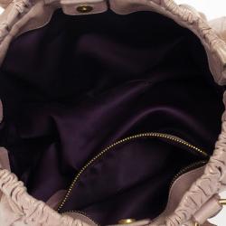 Pre Owned Miu Miu Grey Lux Leather Soft Shopping Top Handle Bag