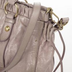 Pre Owned Miu Miu Grey Lux Leather Soft Shopping Top Handle Bag
