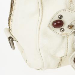 Pre Owned حقيبة ميو ميو فينتدج بيضاء مرصعة 