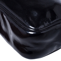 Miu Miu Black Patent Leather Bow Double Zip Wristlet Pouch