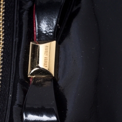 Miu Miu Black Patent Leather Bow Double Zip Wristlet Pouch