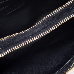 Miu Miu Black Patent Leather Bow Double Zip Wristlet Pouch