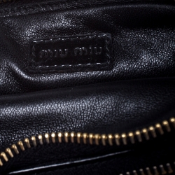 Miu Miu Black Patent Leather Bow Double Zip Wristlet Pouch
