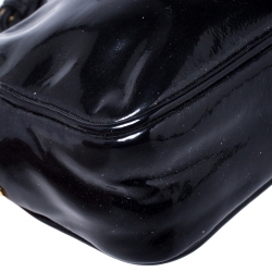 Miu Miu Black Patent Leather Bow Double Zip Wristlet Pouch