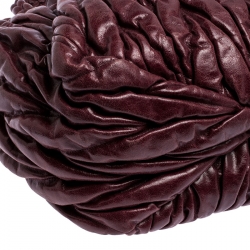 Pre Owned Miu Miu Burgandy Matelasse Leather Large Tote