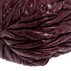 Pre Owned Miu Miu Burgandy Matelasse Leather Large Tote