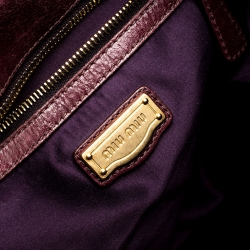 Pre Owned Miu Miu Burgandy Matelasse Leather Large Tote