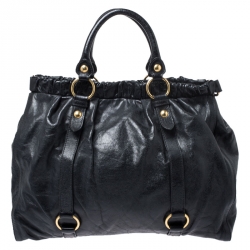 Miu Miu Black Lux Leather Vitello Satchel