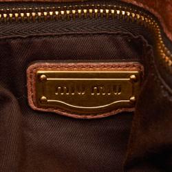 Pre Owned Miu Miu Brown Vitello Lux Leather Bow Bag
