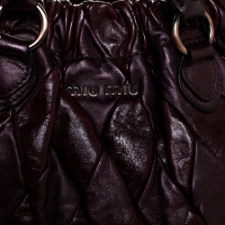 Pre Owned Miu Miu Maroon Patchwork Leather Harlequin Hobo