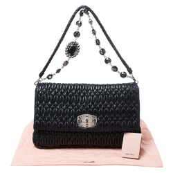 Pre Owned حقيبة كتف ميو ميو كريستال جلد نابا مبطنة سوداء