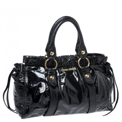 Miu Miu Black Matelasse Patent Leather Tote