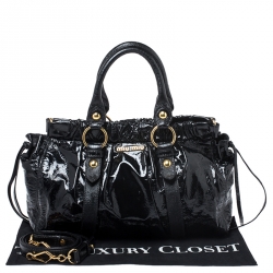 Miu Miu Black Matelasse Patent Leather Tote