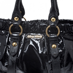 Miu Miu Black Matelasse Patent Leather Tote