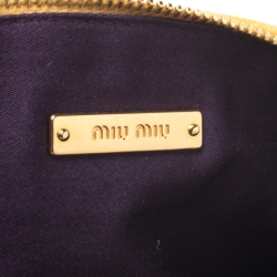 Miu Miu Mustard Matelasse Leather Zip Clutch