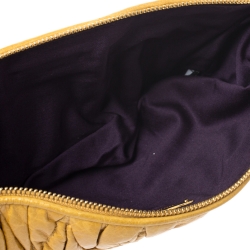 Miu Miu Mustard Matelasse Leather Zip Clutch