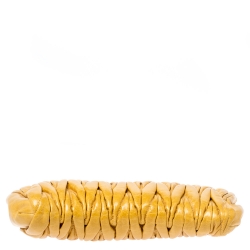 Miu Miu Mustard Matelasse Leather Zip Clutch