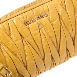 Miu Miu Mustard Matelasse Leather Zip Clutch