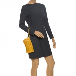 Miu Miu Mustard Matelasse Leather Zip Clutch